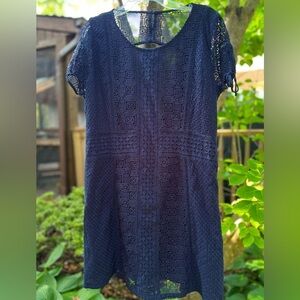 Abercrombie & Fitch Navy Crochet Dress Keyhole Back Size XL